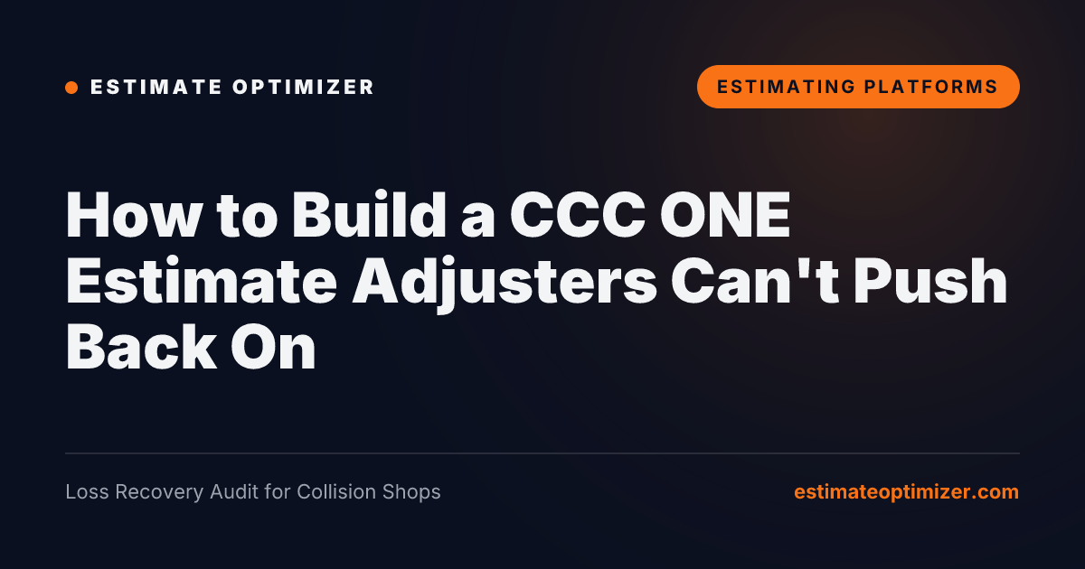 How to Build a CCC ONE Estimate Adjusters Can't Push Back On | Estimate ...